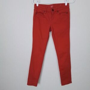 Loft Womens Jeans Size 00 Petite Rust Red Denim Modern Skinny  Low Rise Jeggings